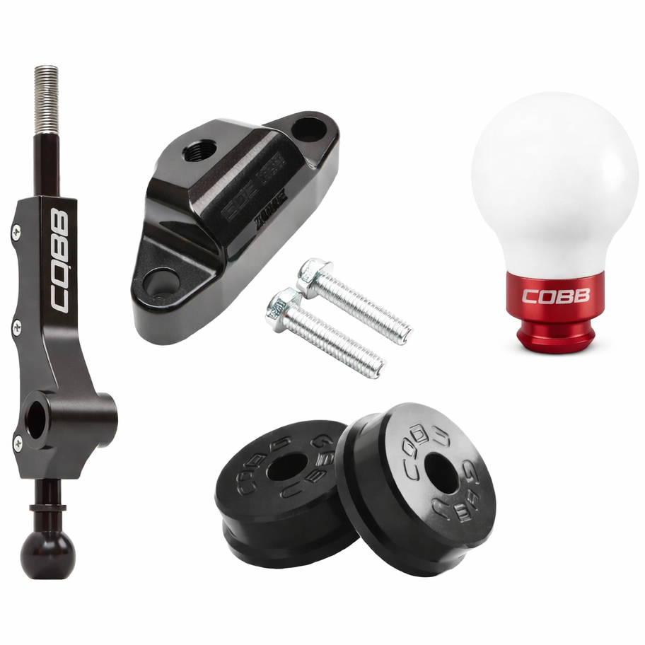 COBB White w/ Race Red weighted shift knob detail
