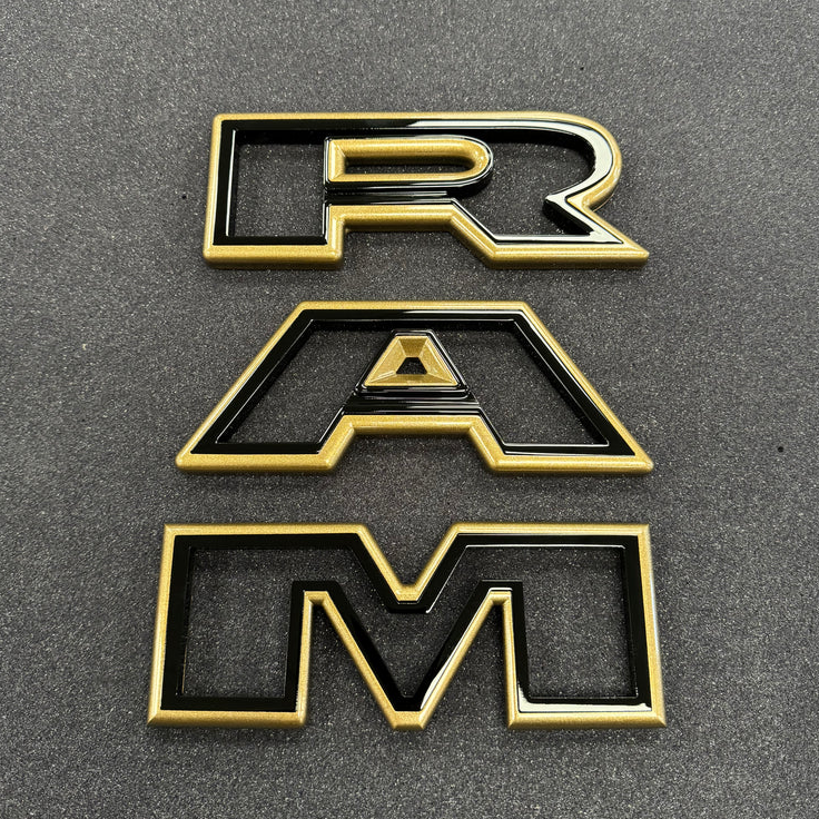 Color matched 3D RAM grille letters Exotic Innovations