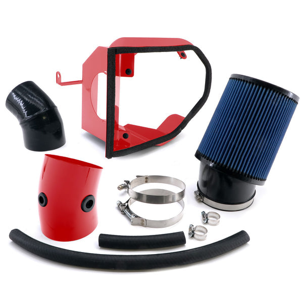 4.5in Powder-Coated Open Box Cold Air Intake for the 2017 - 2022 Dodge Hellcat With Air Grabber Hood