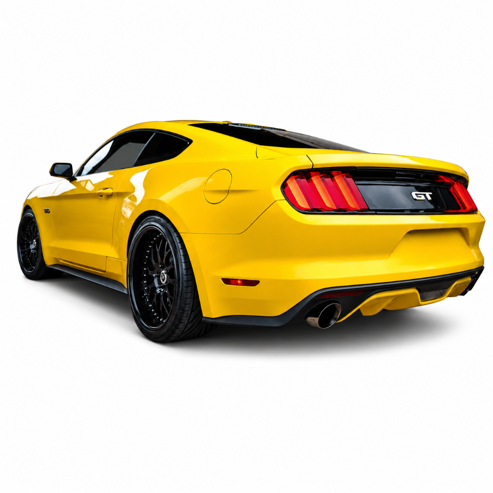 CORSA 14326BLK Sport exhaust installed on a 2015-2017 Ford Mustang GT rear bumper