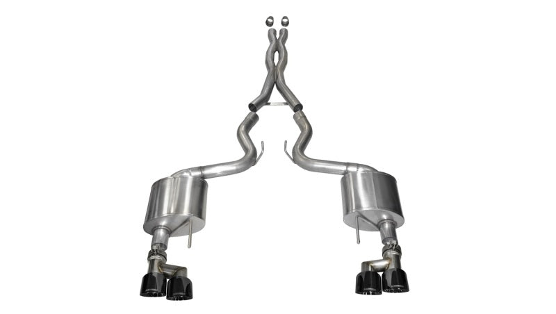 Corsa 15-16 Ford Mustang GT 5.0 3in Cat Back Exhaust Black Quad Tips (Xtreme) - Black Ops Auto Works
