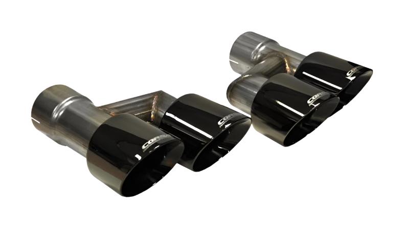 Corsa 15-16 Ford Mustang GT 5.0 Black Quad Tips Kit - Black Ops Auto Works
