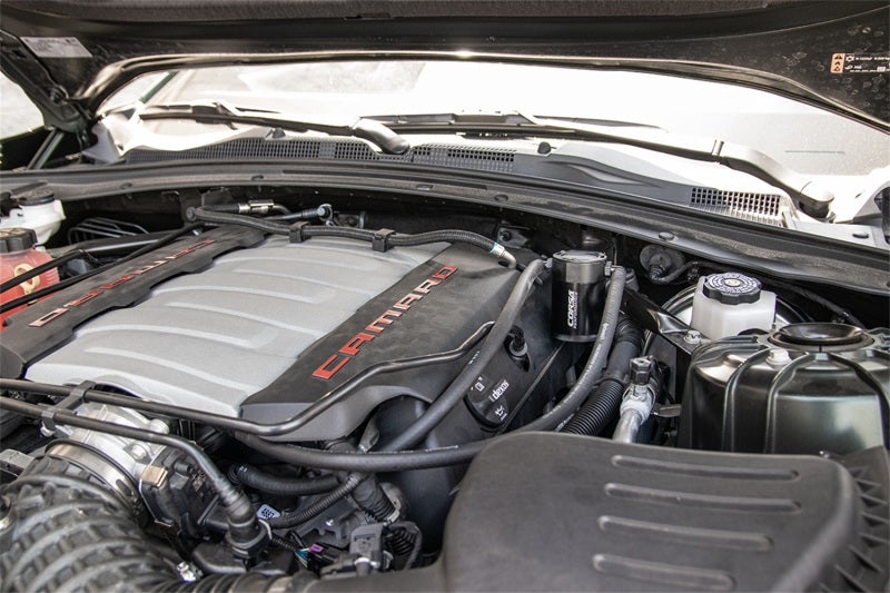 Corsa 16-22 Chevrolet Camaro SS Coupe 6.2L V8 (RWD) Aluminum Oil Catch Can w/Mounting Bracket - Black Ops Auto Works