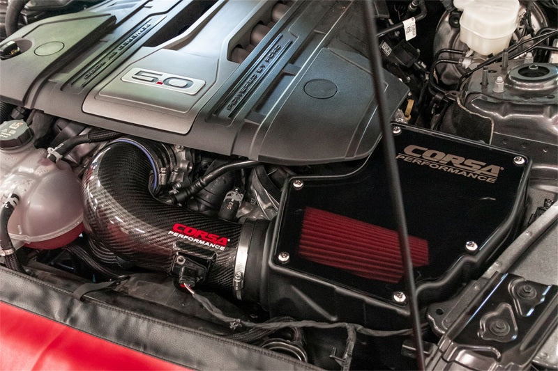 Corsa 18-22 Ford Mustang GT 5.0L V8 Carbon Fiber Air Intake w/ DryTech 3D No Oil - Black Ops Auto Works