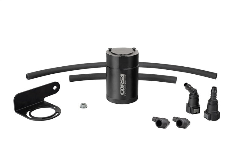 Corsa 19-22 Silverado/Sierra & 21-22 Tahoe/Suburban/Yukon/Denali Aluminum Oil Catch Can w/ Bracket - Black Ops Auto Works