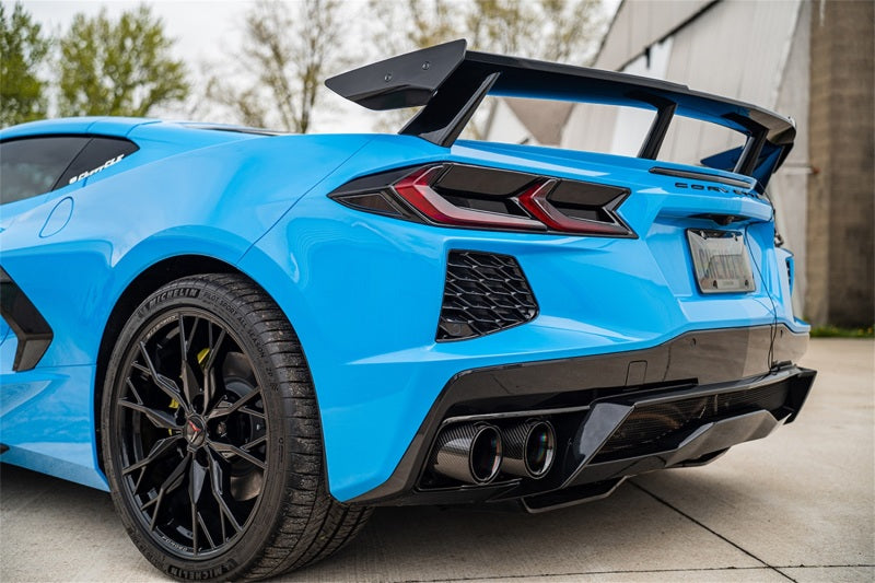 Corsa 20-23 Chevrolet Corvette C8 RWD 3in Valved Cat-Back w/ 4.5in Carbon Fiber Black PVD - Black Ops Auto Works