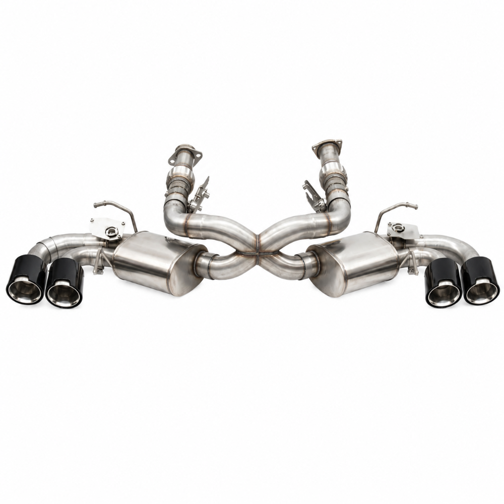 CORSA 21100CF 3 inch valved cat-back exhaust with 4.5 inch carbon fiber polished tips for 2020-2025 Chevrolet Corvette C8 Stingray