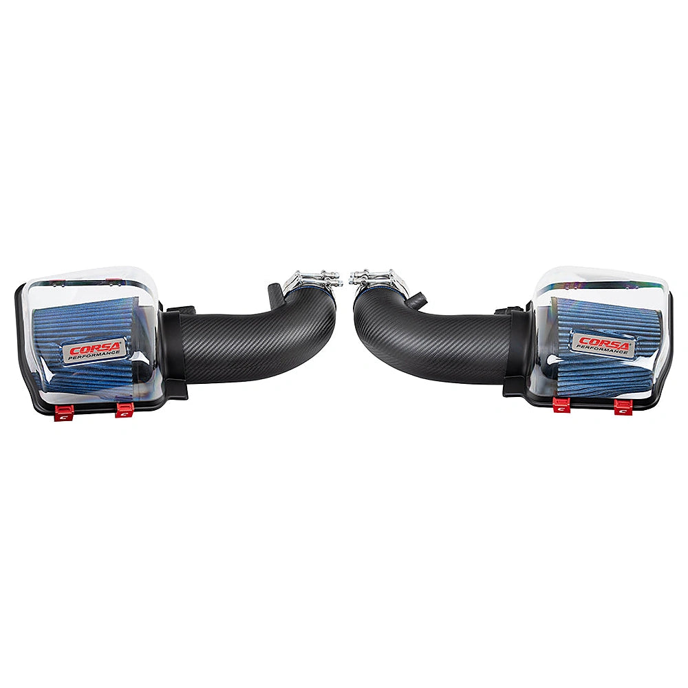 Corsa 2024+ Ford Mustang GT 5.0L Carbon Fiber Cold Air Intake w/ MaxFlow Oiled Air Filters - Matte - CORSA Performance 44013M