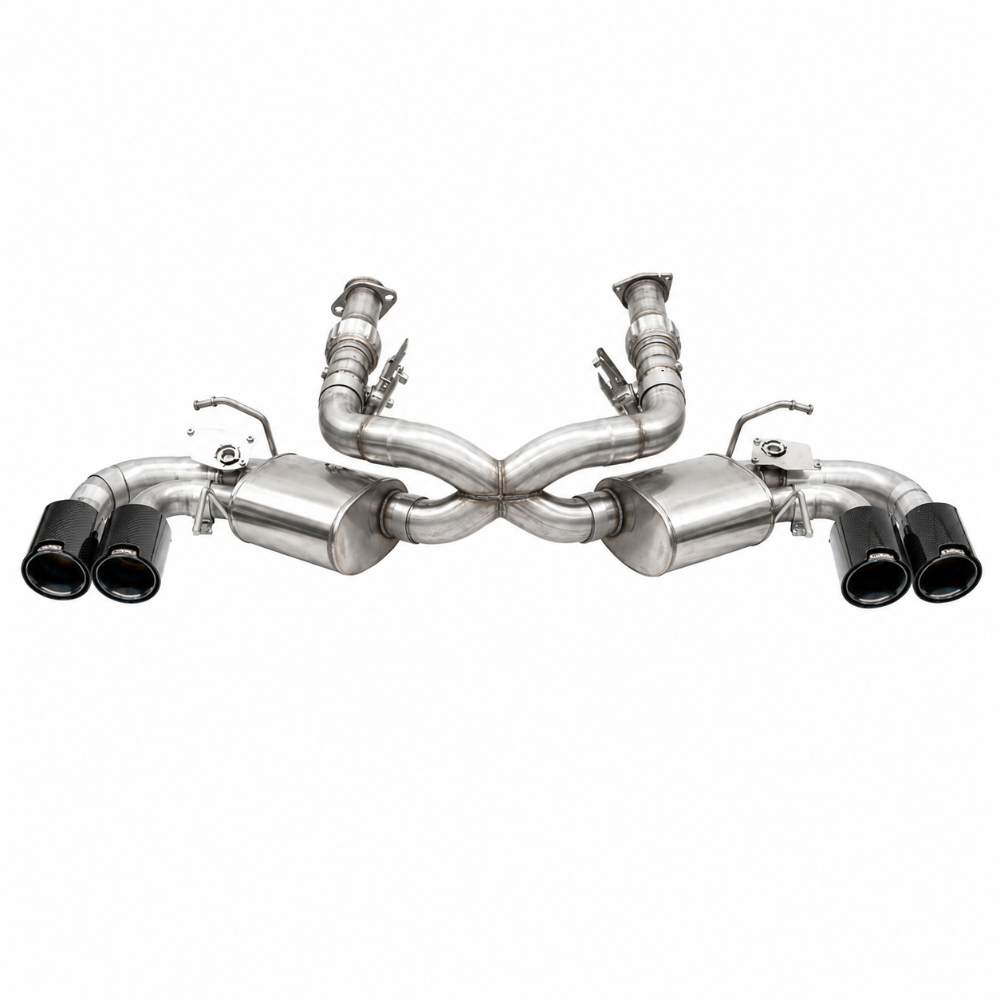 CORSA 21100CF 3 inch valved cat-back exhaust with 4.5 inch carbon fiber polished tips for 2020-2025 Chevrolet Corvette C8 Stingray