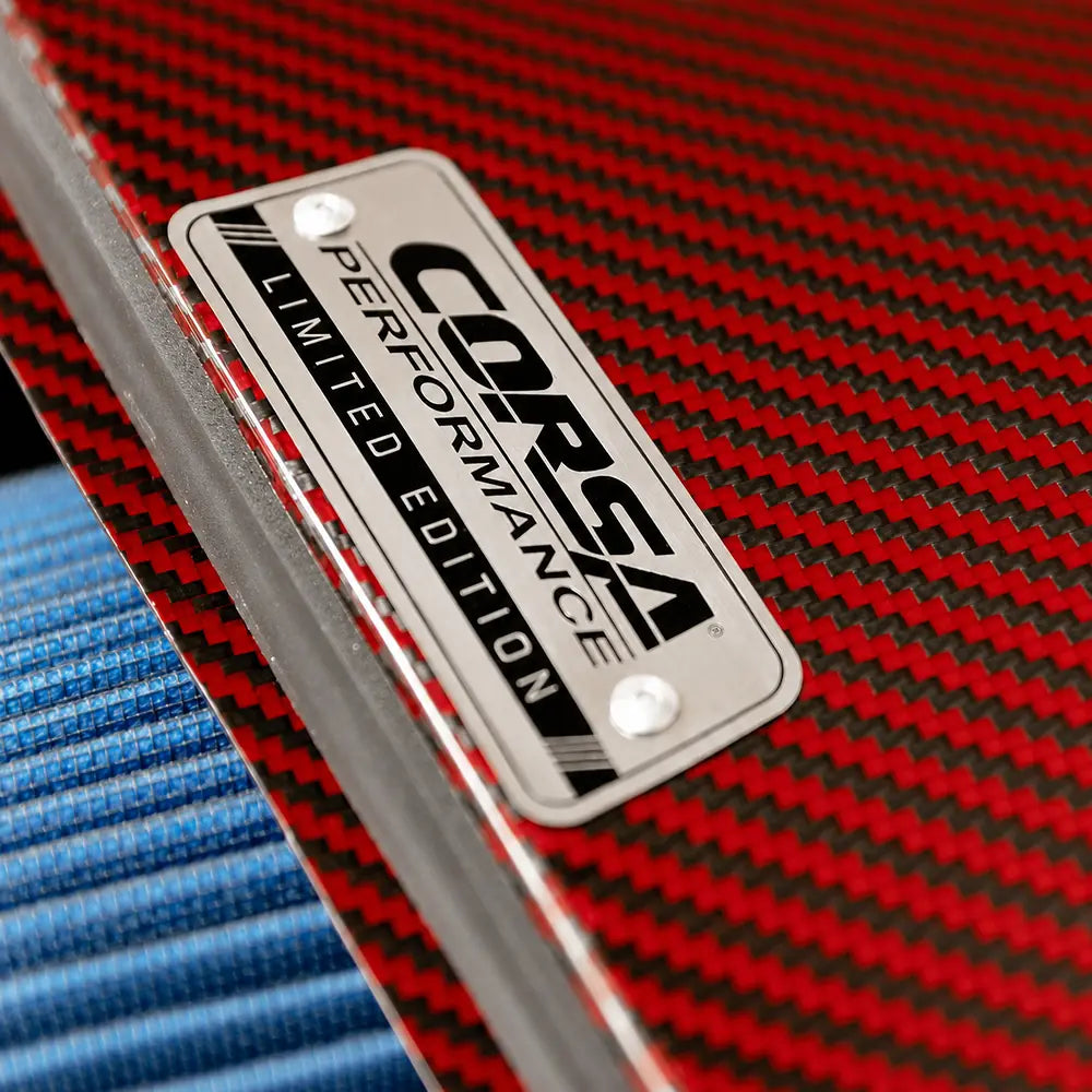 CORSA Performance limited-edition red carbon fiber intake detail for Chevrolet Corvette C7 Z06