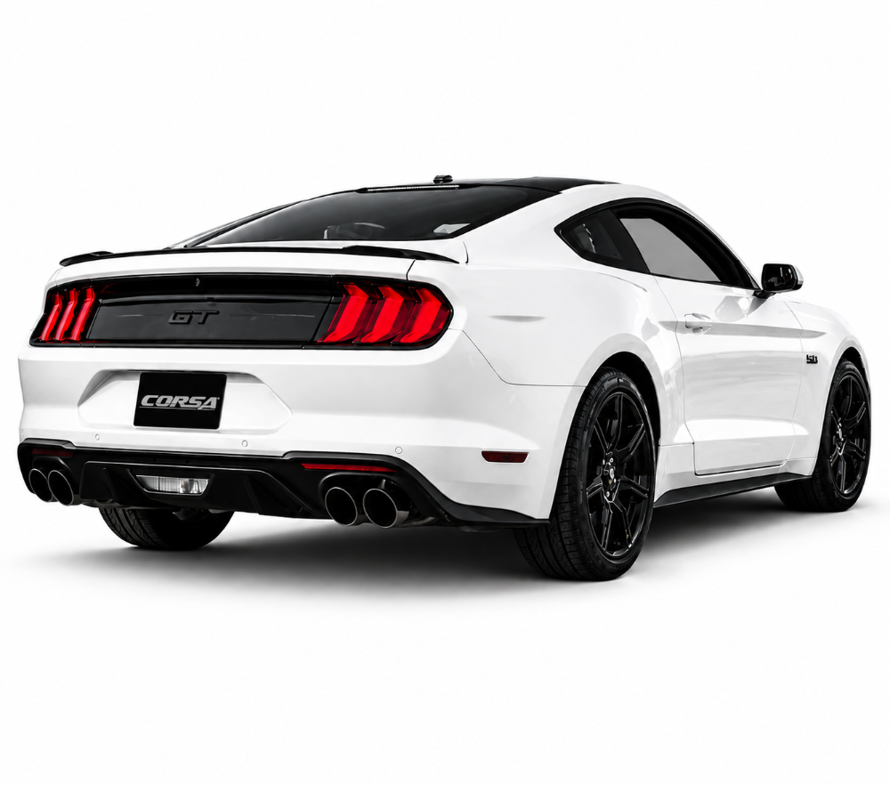 Corsa Active Valve cat-back exhaust for Ford Mustang GT with dual rear exit black tips