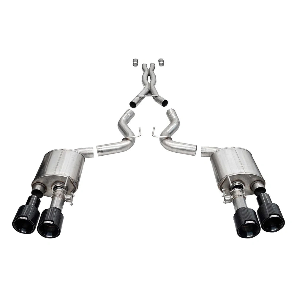 CORSA 21292CFBLK active-valve cat-back exhaust with black carbon-fiber tips