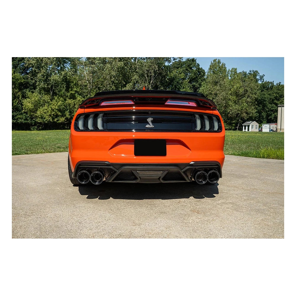 2020-2022 Mustang Shelby GT500 rear view with CORSA black carbon-fiber tips