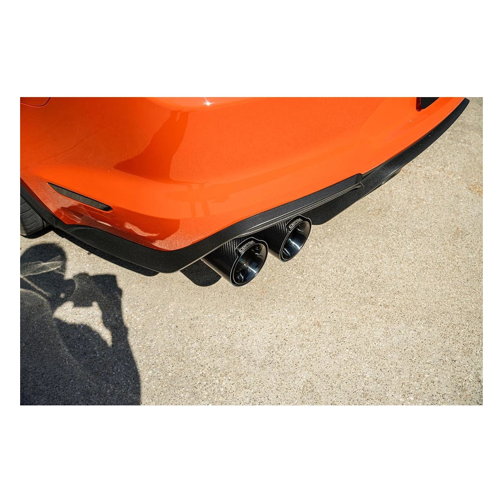 CORSA black carbon-fiber exhaust tips installed on a Shelby GT500