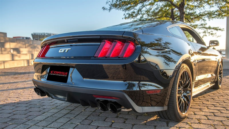 Corsa 15-16 Ford Mustang GT 5.0 3in Cat Back Exhaust Black Quad Tips (Xtreme) - CORSA Performance 14335BLK