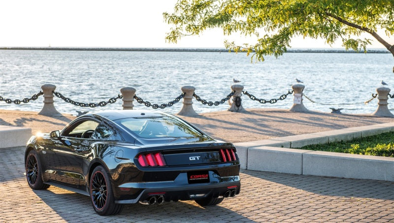 Corsa 15-16 Ford Mustang GT 5.0 3in Cat Back Exhaust Black Quad Tips (Xtreme) - CORSA Performance 14335BLK
