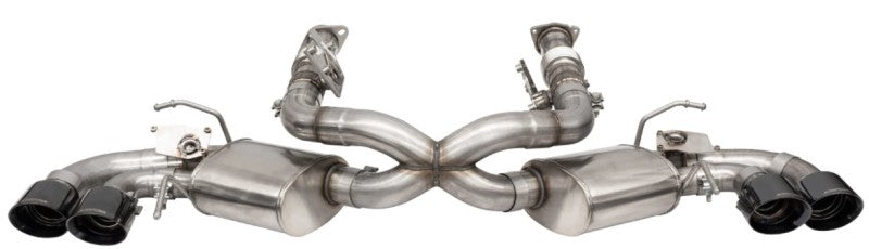 Corsa 2020 Corvette C8 3in Valved Cat-Back 4.5in Blk Quad Tips - Fits Factory Perf Exhaust w/ AFM - CORSA Performance 21100BL