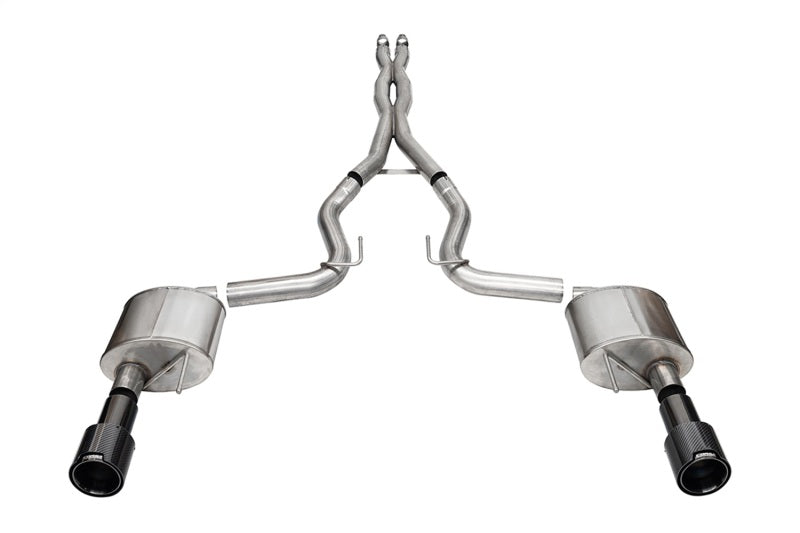 Corsa 2024 Ford Mustang GT 5.0L V8 Xtreme 4.5 Cat-Back Duel Rear w/ 4.5 In Carbon Fiber Tips - CORSA Performance 21251CFBLK