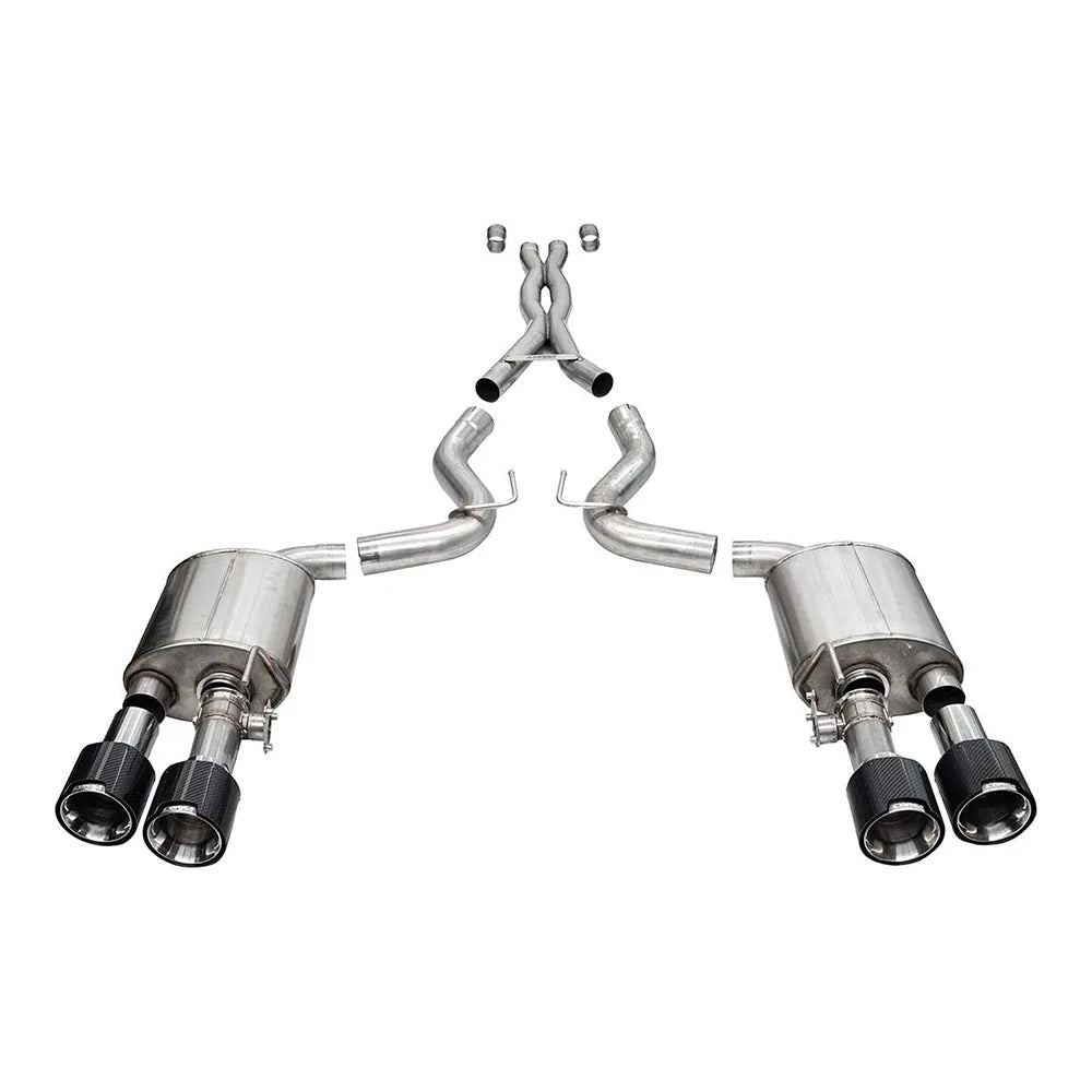 Corsa 20-22 Ford Mustang GT500 3.0in Dual Rear Exit Catback w/ Twin 5.0in Polished Carbon Fiber T - CORSA Performance 21292CF