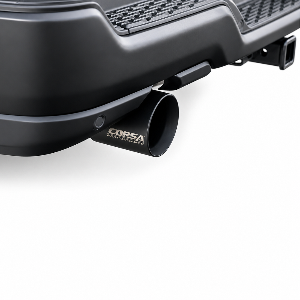 Dual 5.0" black tips detail