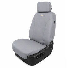 Load image into Gallery viewer, Covercraft Carhartt SeatSaver seat cover fully installed on rear bench seat, gravel color