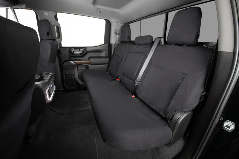 Covercraft SS7527PCCH SeatSaver Polycotton second row seat cover in Charcoal on a split rear bench, view 2