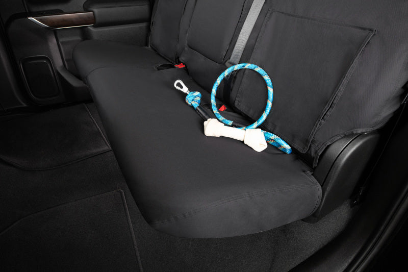 Covercraft SS7527PCCH SeatSaver Polycotton second row seat cover in Charcoal on a split rear bench, view 4