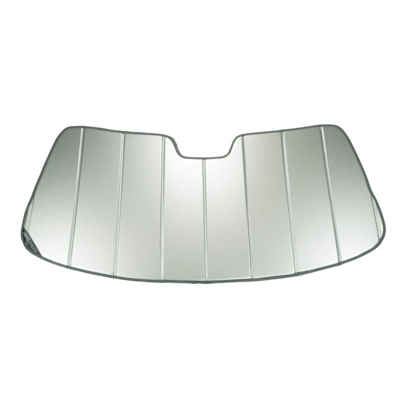 Sunscreen laid flat showing the reflective silver panel surface