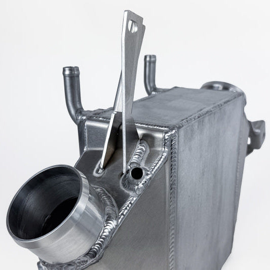 Billet CNC-machined end tanks with CSF branding on #8352 cooler