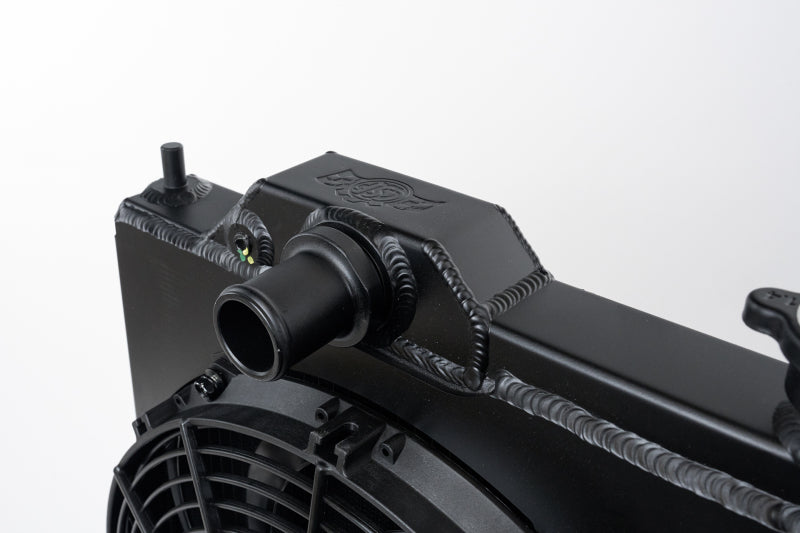 CSF 96-07 Mitsubishi Evo 4/5/6/7/8/9 Full-Slim Radiator w/12in Fan & Shroud/-16AN - Black - Black Ops Auto Works