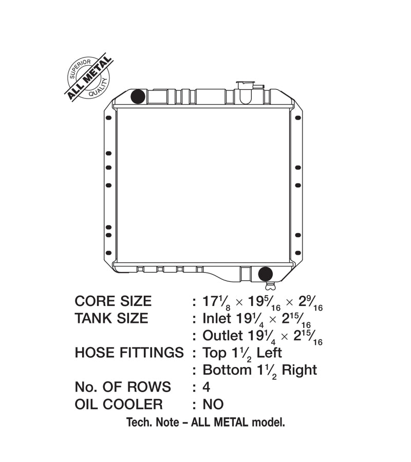 CSF 70-80 Toyota Landcruiser 3.9L/4.2L Heavy Duty 4 Row All Metal Radiator - CSF 2888