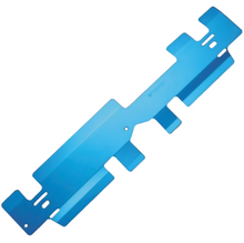 Load image into Gallery viewer, Close up of Cusco blue anodized finish and logo on GD cooling plate
