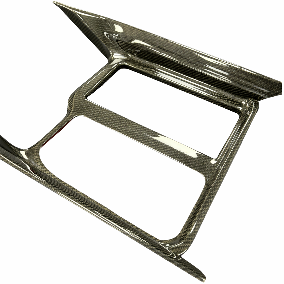 Custom carbon fiber console cover in retail packaging