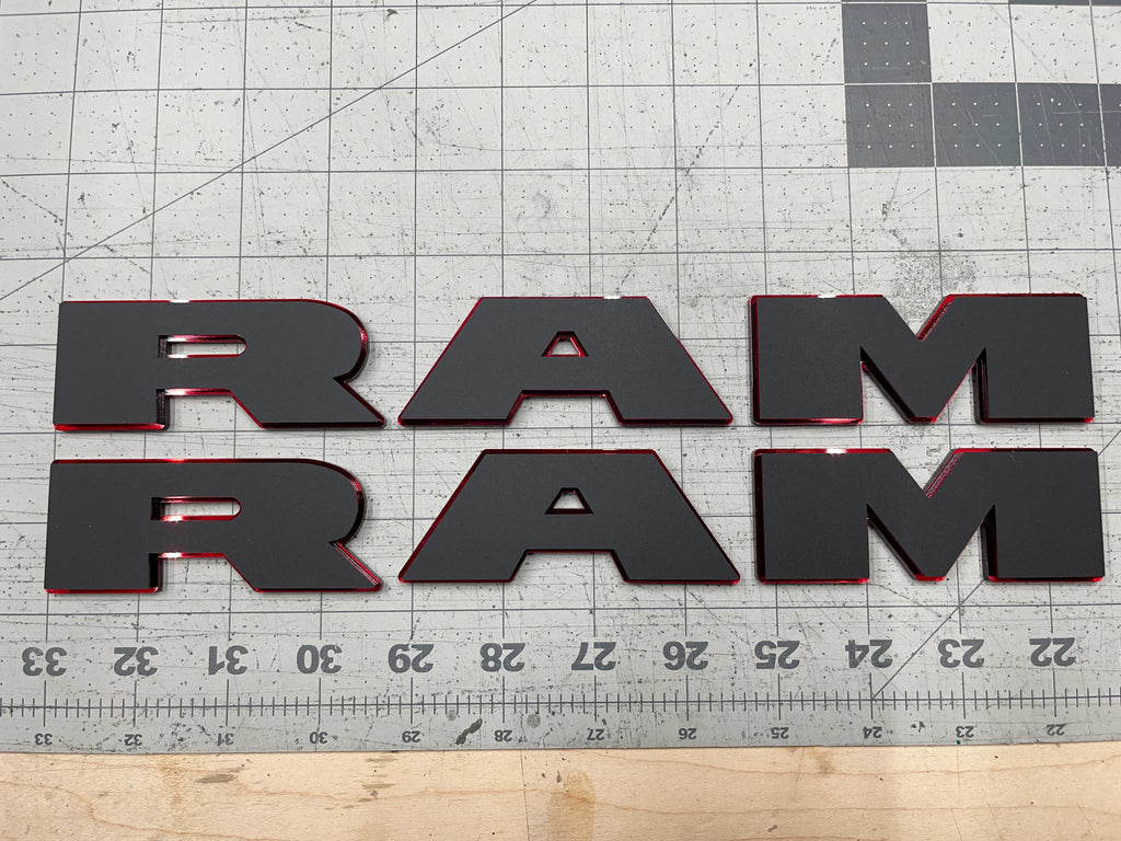 Custom RAM Door Badge Pair Acrylic or Carbon Fiber