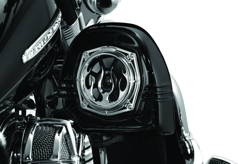 KUR3788-Kuryakyn Flame Speaker Grills Chrome-Exterior Trim-Kuryakyn