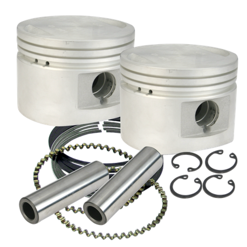 S&S Cycle 84-99 BT w/ Stock Heads Standard 80in Cast Flat-Topped Replacement Piston Kit-Piston Sets - Powersports-S&S Cycle
