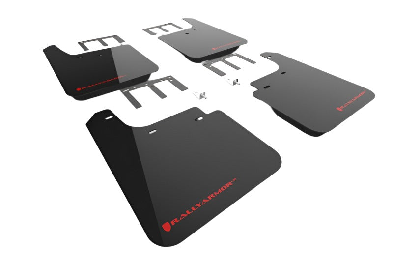 RALMF121-UR-BLK-RD-Rally Armor 19-24 Gen 4 Chevy Silverado 1500 Black UR Mud Flap Metallic Red Logo-Mud Flaps-Rally Armor