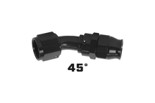 Load image into Gallery viewer, Aeromotive PTFE Hose End - AN-06 - 45 Deg - Black Anodized-Fittings-Aeromotive