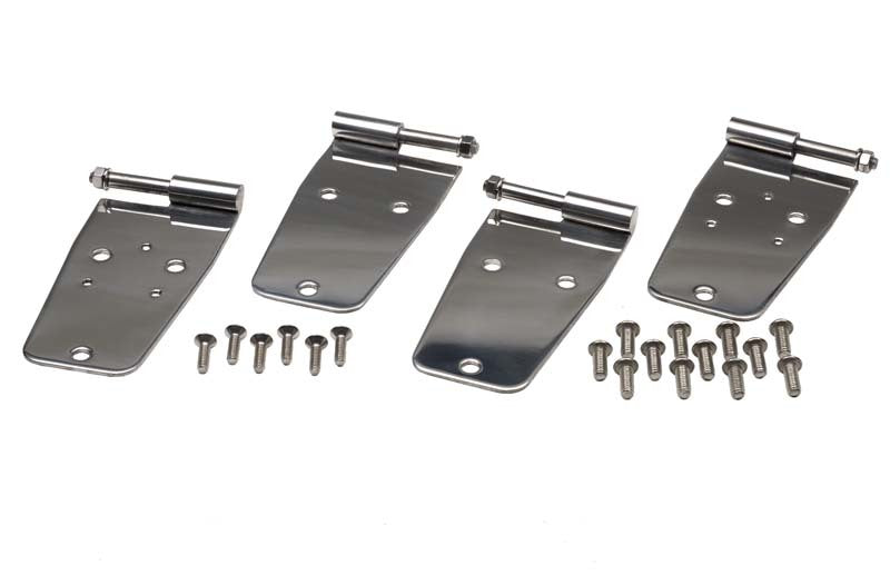 Kentrol 76-93 Jeep CJ/Wrangler YJ Door Hinge Set 4 Pieces - Polished Silver-Doors-Kentrol