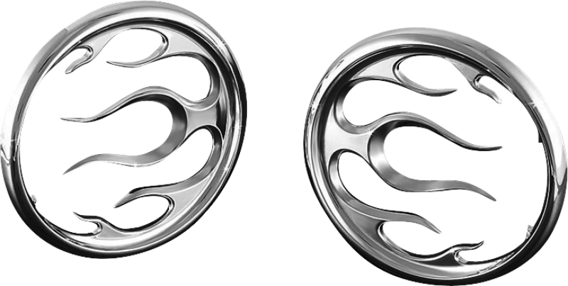 KUR3788-Kuryakyn Flame Speaker Grills Chrome-Exterior Trim-Kuryakyn
