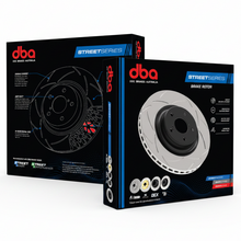 Load image into Gallery viewer, DBA Street Series brake rotor retail box packaging, front and side view