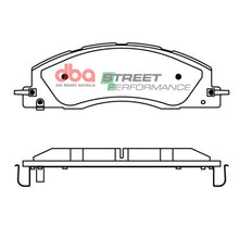 Load image into Gallery viewer, DBA DB2705SP Street Performance front brake pad set for Ram heavy duty trucks, chamfered and slotted with shims, view 3