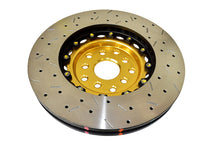 Load image into Gallery viewer, DBA 04-07 STi/2017 BRZ w/Perf. Pkg. 10 Hole Front Drilled/Slotted 5000 Series 2 Pc Rotor w/Gold Hat - DBA DBA5654GLDXS-10