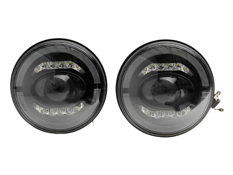 RAXJ132813-Raxiom 07-18 Jeep Wrangler JK Axial Series LED Headlights- Black Housing (Clear Lens)-Headlights-Raxiom