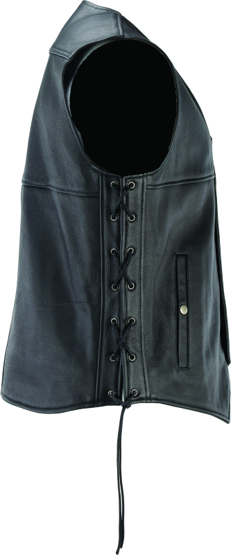 RIV094433-River Road Old Skool Leather Vest Black - Large-Vests-River Road
