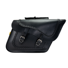 Load image into Gallery viewer, WAM58709-20-Willie &amp; Max Universal Braided Large Slant Saddlebags (16 in L x 11 in H x 6.5 in W) - Black-Bags - Saddlebags-Willie &amp; Max