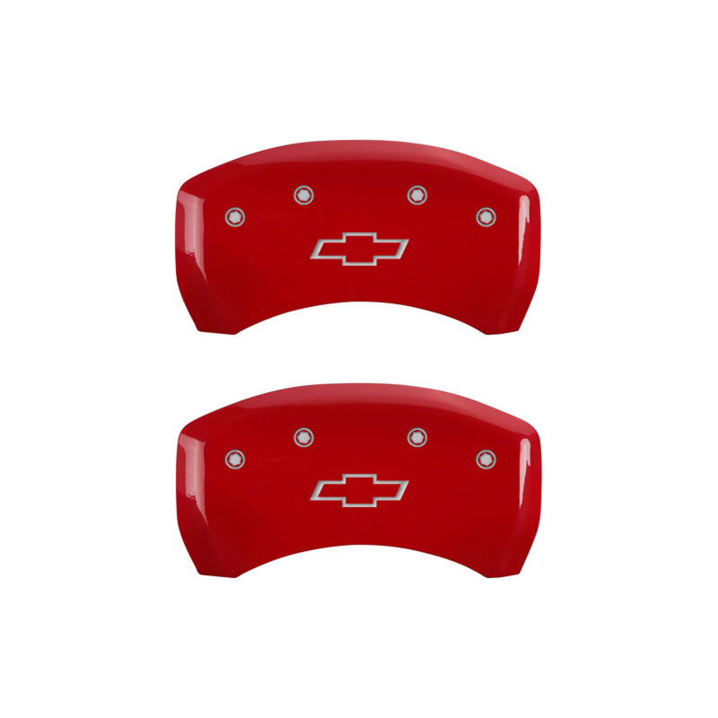 MGP 4 Caliper Covers Engraved Front & Rear Bowtie Red finish silver ch-Caliper Covers-MGP
