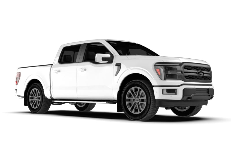 RALMF115-UR-BLK-WH-Rally Armor 21-24 Ford F-150 (Excl. Raptor) Black UR Mud Flap w/White Logo-Mud Flaps-Rally Armor