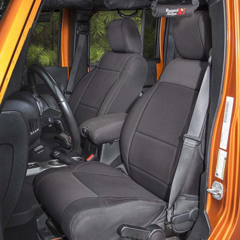 Rugged Ridge Seat Cover Kit Black 07-10 Jeep Wrangler JK 2dr-Seat Covers-Rugged Ridge