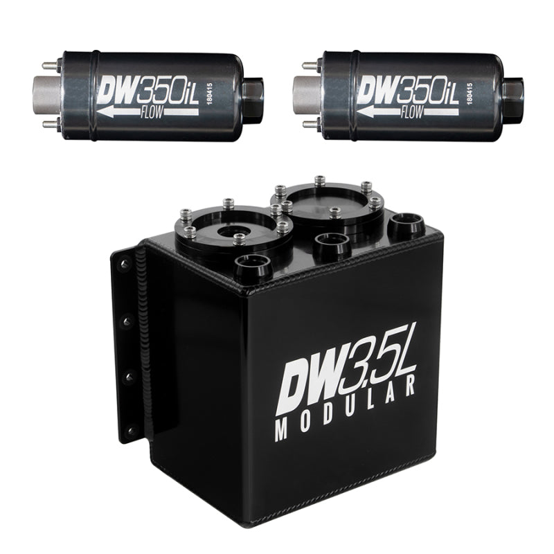 DeatschWerks 3.5L Modular Surge Tank (Incl. 2 DW350iL In-Line Fuel Pump) - Black Ops Auto Works